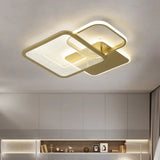 Gold Square Led Flushmount Ceiling Light For Bedroom 16’/19.5’ W / 16’