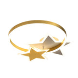 Gold Star And Circle Led Ceiling Flush Mount Light For Kids Room Childrens Metal Fixture