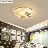 Gold Star And Circle Led Ceiling Flush Mount Light For Kids Room Childrens Metal Fixture / 16 Third