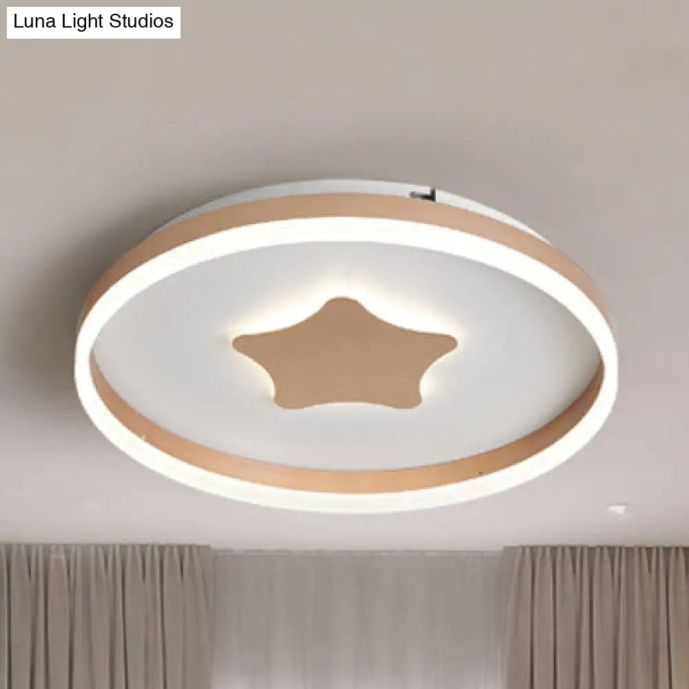 Gold Star Led Flush Mount Ceiling Light For Study Room With Acrylic Ring Accent / 19.5 Third Gear