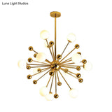 Gold Starburst Chandelier With White Glass Ball Shades - Designer Multi-Light Pendant Lamp Various
