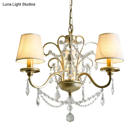 Gold Swag Suspension Light With Crystal Strand Chandelier Pendant Lamp - Countryside Elegance