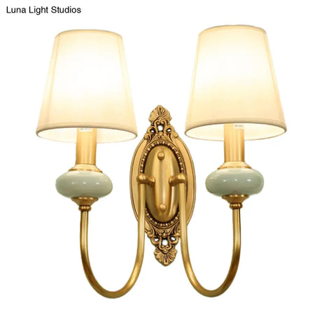 Gold Swoop Arm Wall Light With Traditional Metal Design - 1/2-Head Sconce Lamp