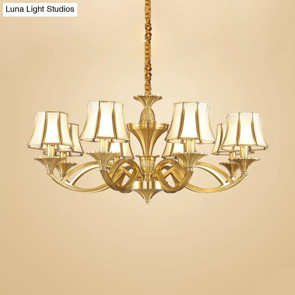 Gold Taper Shaped Glass Chandelier Pendant: Classic Living Room Lighting