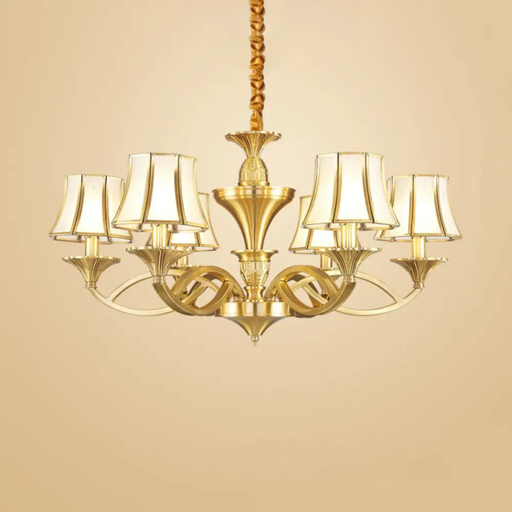 Gold Taper Shaped Glass Chandelier Pendant: Classic Living Room Lighting 6 /