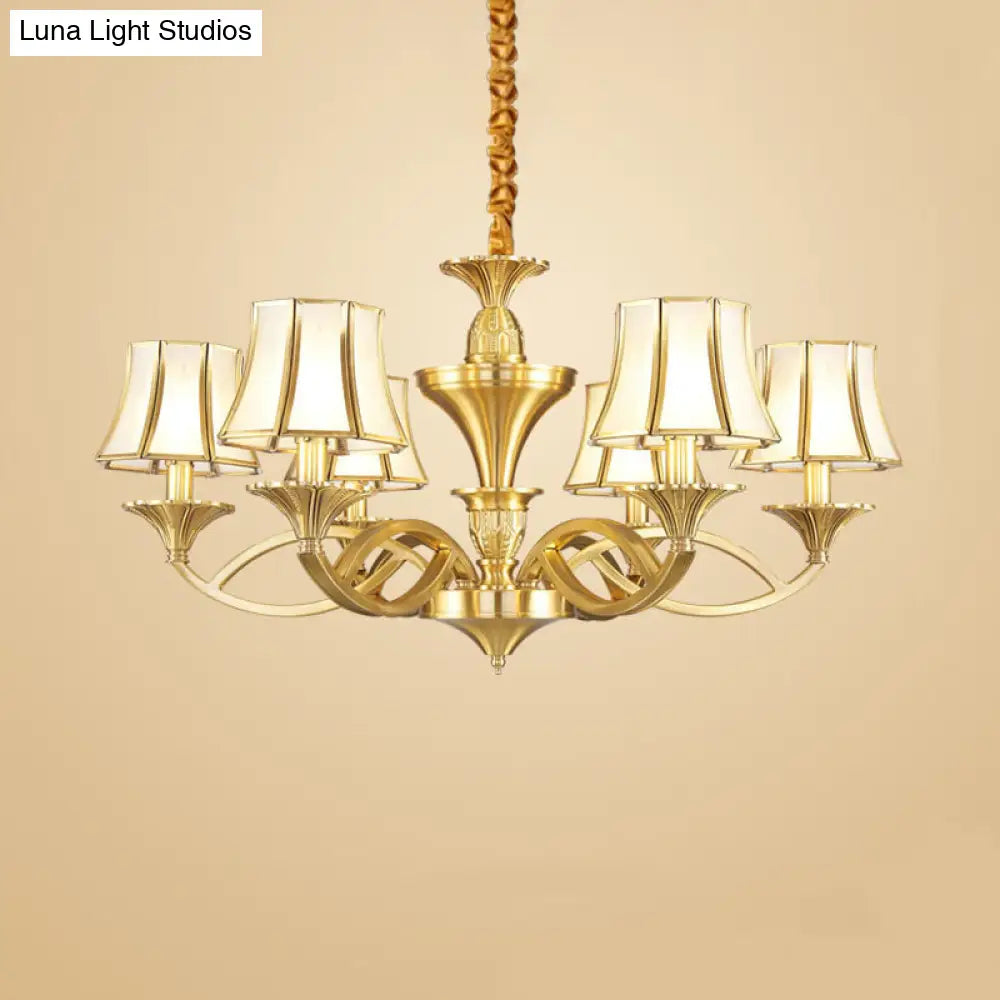 Gold Taper Shaped Glass Chandelier Pendant: Classic Living Room Lighting