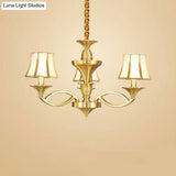 Gold Taper Shaped Glass Chandelier Pendant: Classic Living Room Lighting