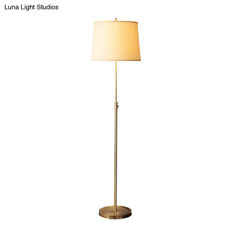 Gold Tapered Fabric Stand Up Lamp Classic 1-Light Adjustable Floor Light For Living Room