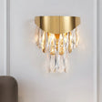 Gold Teardrop Crystal Drip Wall Sconce - Contemporary Indoor Lighting 2 Bulb Surface Mount