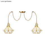 Gold Traditional Pendant Light With 2/3/4 Clear Water Glass Diamond Swag Heads