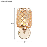Gold Trellis Wall Sconce Lamp With Crystal Insert Perfect For Living Room