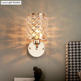 Gold Trellis Wall Sconce Lamp With Crystal Insert Perfect For Living Room