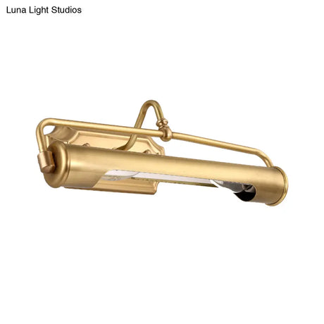 Gold Tube Vanity Lighting - 2 Bulb Metal Sconce For Traditional Bathroom Decor