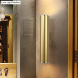Gold Tube Wall Mounted Led Flush Mount Sconce For Corridor - Simple 1 Bulb Metal Light 12/19.5 H