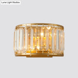 Gold Wall Lamp With Prismatic Crystal Shade - Postmodern Style