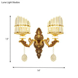 Gold Wall Mount Light Arc Sconce Lamp For Corners - Modern Crystal Block Fixture