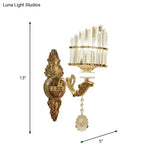 Gold Wall Mount Light Arc Sconce Lamp For Corners - Modern Crystal Block Fixture
