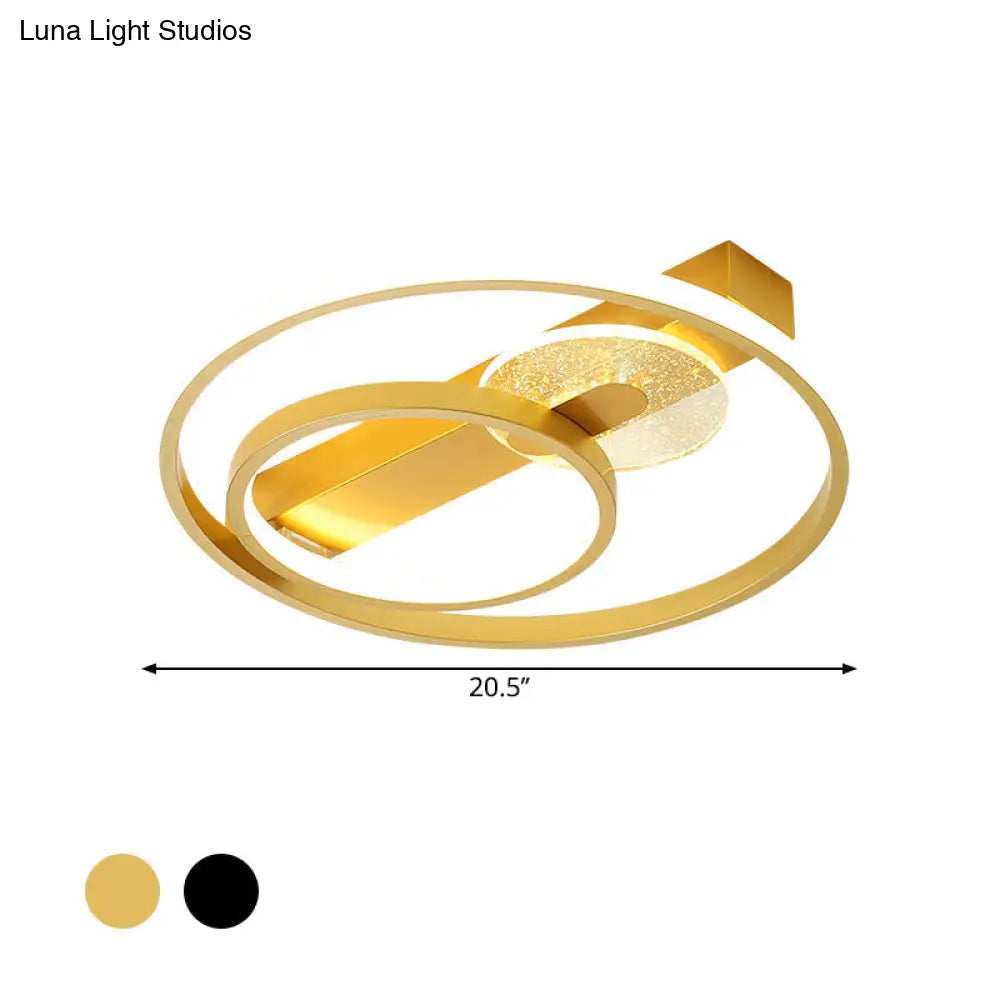 Gold/White & Black Led Metal Hoop Flushmount With White/Warm Light - 16.5’/20.5’ Wide