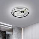 Gold/White & Black Led Metal Hoop Flushmount With White/Warm Light - 16.5’/20.5’ Wide Black -