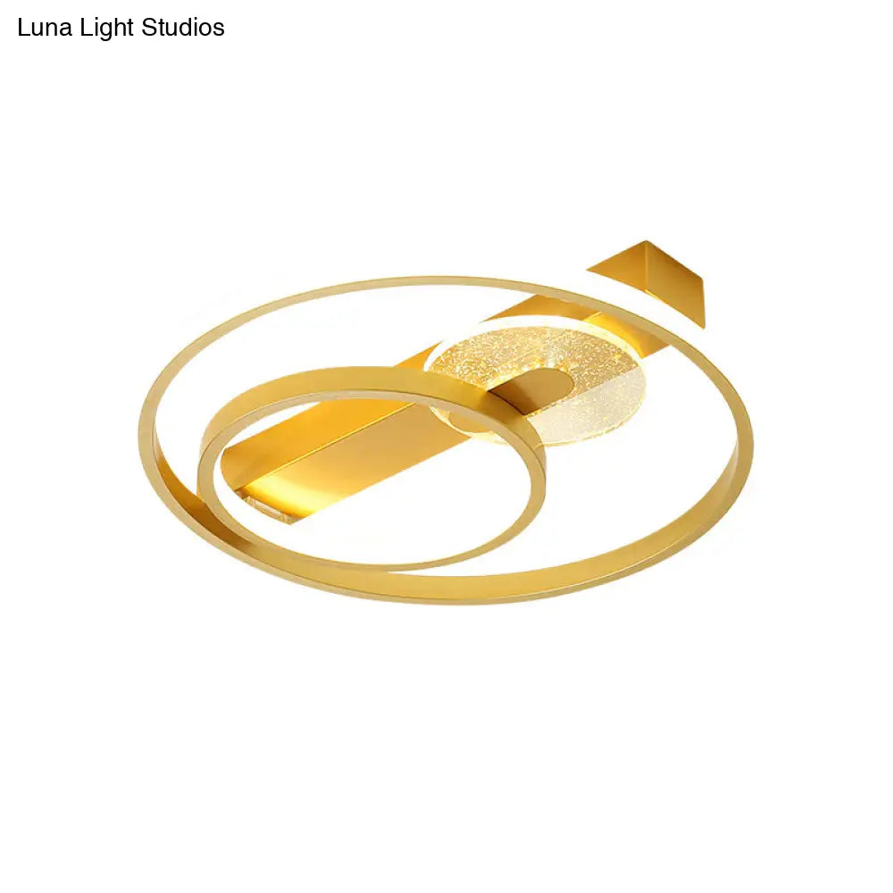 Gold/White & Black Led Metal Hoop Flushmount With White/Warm Light - 16.5’/20.5’ Wide