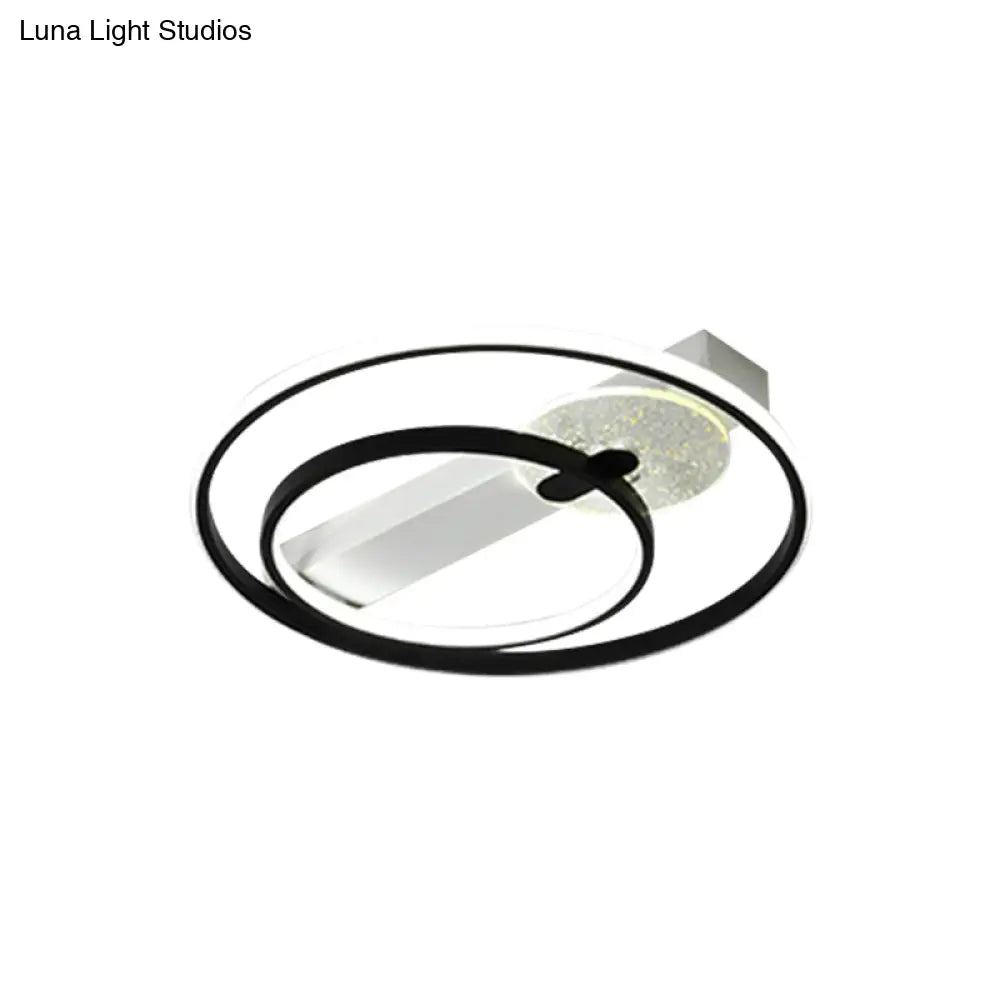Gold/White & Black Led Metal Hoop Flushmount With White/Warm Light - 16.5’/20.5’ Wide