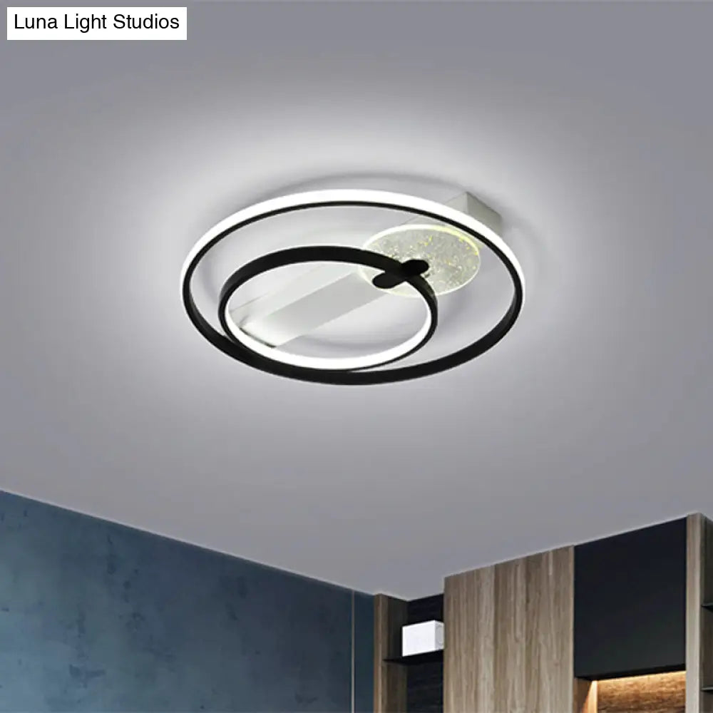 Gold/White & Black Led Metal Hoop Flushmount With White/Warm Light - 16.5’/20.5’ Wide