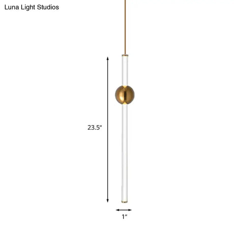 Gold/White Glass Flute Pendant Light Kit - Simple Style For Stairways (1 Head)