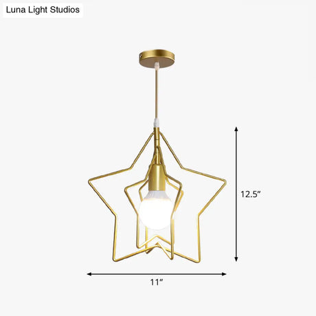 Gold Wire Cage Pendant Light - Nordic Style Ceiling Lamp For Dining Room
