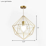 Gold Wire Cage Pendant Light - Nordic Style Ceiling Lamp For Dining Room