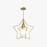 Gold Wire Cage Pendant Light - Nordic Style Ceiling Lamp For Dining Room / Star