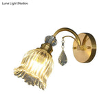 Golden Beveled Crystal Flower Wall Sconce With Simplicity Design And 1-Bulb Lighting - Perfect For