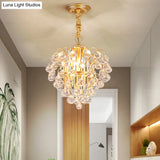 Golden Crystal Ball Pendant Lighting - Contemporary 3-Light Ceiling Hanging Fixture For Dining Room
