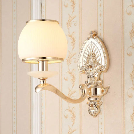 Golden Curved Arm Wall Light With Geometric Glass Shade - Modern Lighting Idea 1 / Gold A