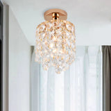 Golden Cylinder Crystal Semi - Flush Ceiling Light With Simplicity Design Gold