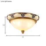 Golden Dome Opal Glass Flush Mount Ceiling Light Fixture - Classic Design 3 - Bulb 15’/19’ Width