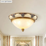 Golden Dome Opal Glass Flush Mount Ceiling Light Fixture - Classic Design 3 - Bulb 15’/19’ Width