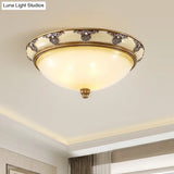 Golden Dome Opal Glass Flush Mount Ceiling Light Fixture - Classic Design 3 - Bulb 15’/19’ Width
