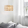 Golden Drum Crystal Hanging Lamp - Modern 1-Light Fixture For Dining Table Gold