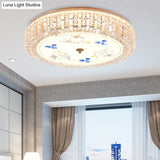 Golden Drum Flushmount Lighting: Modern Crystal And Glass Multi Light Ceiling Lamp (16’/19.5’