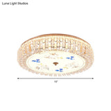 Golden Drum Flushmount Lighting: Modern Crystal And Glass Multi Light Ceiling Lamp (16’/19.5’