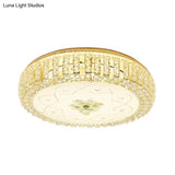 Golden Drum Flushmount Lighting: Modern Crystal And Glass Multi Light Ceiling Lamp (16’/19.5’