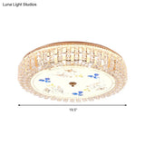 Golden Drum Flushmount Lighting: Modern Crystal And Glass Multi Light Ceiling Lamp (16’/19.5’