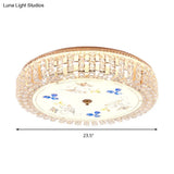 Golden Drum Flushmount Lighting: Modern Crystal And Glass Multi Light Ceiling Lamp (16’/19.5’