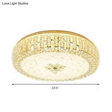 Golden Drum Flushmount Lighting: Modern Crystal And Glass Multi Light Ceiling Lamp (16’/19.5’