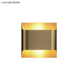 Golden Flush Wall Sconce - Modern Metal Light For Stairs