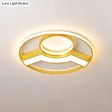 Golden Hoop Led Ceiling Light - Modern Creative Acrylic Flush Mount Warm/White Light