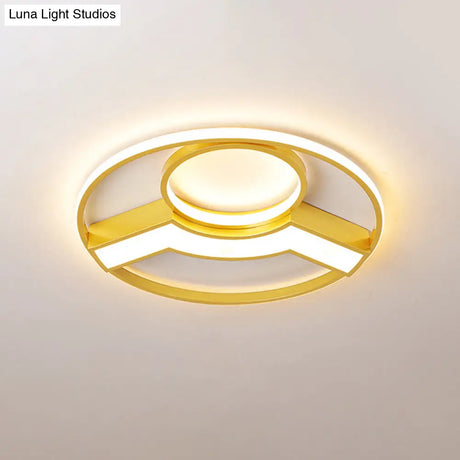 Golden Hoop Led Ceiling Light - Modern Creative Acrylic Flush Mount Warm/White Light