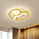 Golden Hoop Led Ceiling Light - Modern Creative Acrylic Flush Mount Warm/White Light