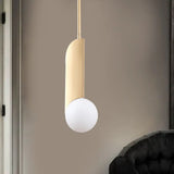 Golden Ivory Glass Pendant Light With Colonial Spherical Design - Ideal For Living Rooms Gold