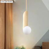 Golden Ivory Glass Pendant Light With Colonial Spherical Design - Ideal For Living Rooms